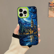 【BUY 4 ONLY PAY FOR 2】So Cool Case for iPhone with Unique Design, starry night Hard Back + Soft Frame with Independent Button Protective Case for iPhone -Castle Christmas tree with a starry sky2