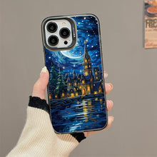 【BUY 4 ONLY PAY FOR 2】So Cool Case for iPhone with Unique Design, starry night Hard Back + Soft Frame with Independent Button Protective Case for iPhone -Castle Christmas tree with a starry sky2