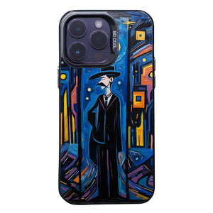 【BUY 4 ONLY PAY FOR 2】So Cool Case for iPhone with Unique Design, starry night Hard Back + Soft Frame with Independent Button Protective Case for iPhone -Abstract oil painting man standing under the moon