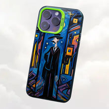 【BUY 4 ONLY PAY FOR 2】So Cool Case for iPhone with Unique Design, starry night Hard Back + Soft Frame with Independent Button Protective Case for iPhone -Abstract oil painting man standing under the moon
