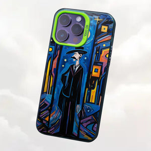 【BUY 4 ONLY PAY FOR 2】So Cool Case for iPhone with Unique Design, starry night Hard Back + Soft Frame with Independent Button Protective Case for iPhone -Abstract oil painting man standing under the moon