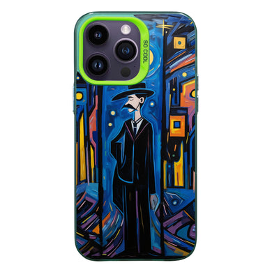 【BUY 4 ONLY PAY FOR 2】So Cool Case for iPhone with Unique Design, starry night Hard Back + Soft Frame with Independent Button Protective Case for iPhone -Abstract oil painting man standing under the moon