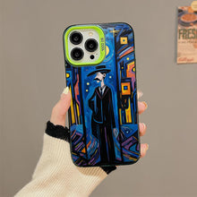 【BUY 4 ONLY PAY FOR 2】So Cool Case for iPhone with Unique Design, starry night Hard Back + Soft Frame with Independent Button Protective Case for iPhone -Abstract oil painting man standing under the moon