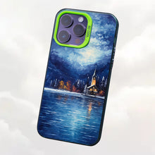 【BUY 4 ONLY PAY FOR 2】So Cool Case for iPhone with Unique Design, starry night Hard Back + Soft Frame with Independent Button Protective Case for iPhone -christmas at lake winter landscape