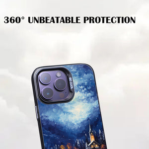 【BUY 4 ONLY PAY FOR 2】So Cool Case for iPhone with Unique Design, starry night Hard Back + Soft Frame with Independent Button Protective Case for iPhone -christmas at lake winter landscape