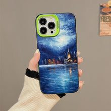 【BUY 4 ONLY PAY FOR 2】So Cool Case for iPhone with Unique Design, starry night Hard Back + Soft Frame with Independent Button Protective Case for iPhone -christmas at lake winter landscape