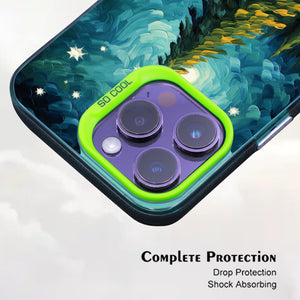 【BUY 4 ONLY PAY FOR 2】So Cool Case for iPhone with Unique Design, starry night Hard Back + Soft Frame with Independent Button Protective Case for iPhone -christmas tree Lake impressionist oil painting