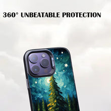 【BUY 4 ONLY PAY FOR 2】So Cool Case for iPhone with Unique Design, starry night Hard Back + Soft Frame with Independent Button Protective Case for iPhone -christmas tree Lake impressionist oil painting