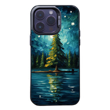 【BUY 4 ONLY PAY FOR 2】So Cool Case for iPhone with Unique Design, starry night Hard Back + Soft Frame with Independent Button Protective Case for iPhone -christmas tree Lake impressionist oil painting