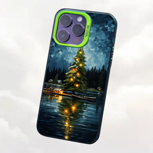 【BUY 4 ONLY PAY FOR 2】So Cool Case for iPhone with Unique Design, starry night Hard Back + Soft Frame with Independent Button Protective Case for iPhone -christmas tree Lake impressionist streetscape nightscape