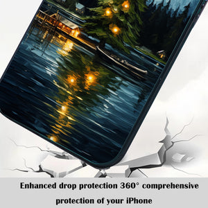 【BUY 4 ONLY PAY FOR 2】So Cool Case for iPhone with Unique Design, starry night Hard Back + Soft Frame with Independent Button Protective Case for iPhone -christmas tree Lake impressionist streetscape nightscape