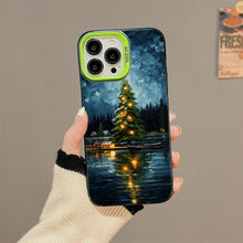 【BUY 4 ONLY PAY FOR 2】So Cool Case for iPhone with Unique Design, starry night Hard Back + Soft Frame with Independent Button Protective Case for iPhone -christmas tree Lake impressionist streetscape nightscape