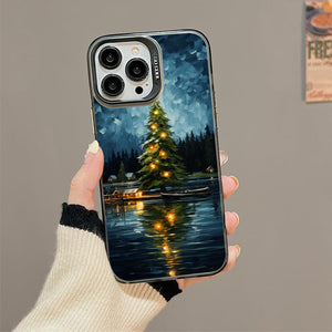 【BUY 4 ONLY PAY FOR 2】So Cool Case for iPhone with Unique Design, starry night Hard Back + Soft Frame with Independent Button Protective Case for iPhone -christmas tree Lake impressionist streetscape nightscape