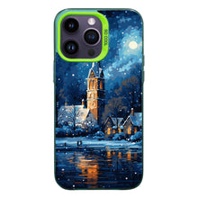 【BUY 4 ONLY PAY FOR 2】So Cool Case for iPhone with Unique Design, starry night Hard Back + Soft Frame with Independent Button Protective Case for iPhone -church in the snow and tree on the lake with a starry night sky