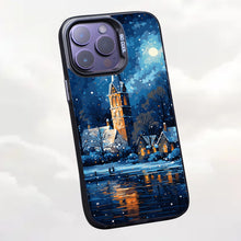 【BUY 4 ONLY PAY FOR 2】So Cool Case for iPhone with Unique Design, starry night Hard Back + Soft Frame with Independent Button Protective Case for iPhone -church in the snow and tree on the lake with a starry night sky