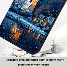 【BUY 4 ONLY PAY FOR 2】So Cool Case for iPhone with Unique Design, starry night Hard Back + Soft Frame with Independent Button Protective Case for iPhone -church in the snow and tree on the lake with a starry night sky