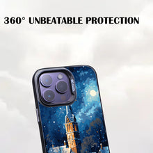 【BUY 4 ONLY PAY FOR 2】So Cool Case for iPhone with Unique Design, starry night Hard Back + Soft Frame with Independent Button Protective Case for iPhone -church in the snow and tree on the lake with a starry night sky