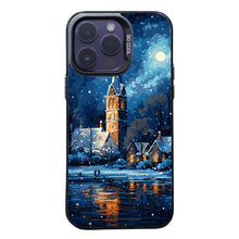 【BUY 4 ONLY PAY FOR 2】So Cool Case for iPhone with Unique Design, starry night Hard Back + Soft Frame with Independent Button Protective Case for iPhone -church in the snow and tree on the lake with a starry night sky