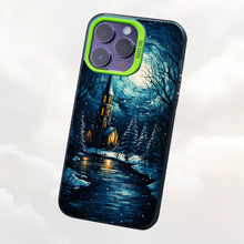 【BUY 4 ONLY PAY FOR 2】So Cool Case for iPhone with Unique Design, starry night Hard Back + Soft Frame with Independent Button Protective Case for iPhone -church in the snow and tree on the lake with a starry night sky2