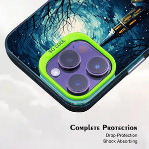 【BUY 4 ONLY PAY FOR 2】So Cool Case for iPhone with Unique Design, starry night Hard Back + Soft Frame with Independent Button Protective Case for iPhone -church in the snow and tree on the lake with a starry night sky2