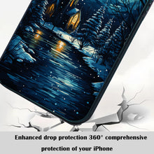 【BUY 4 ONLY PAY FOR 2】So Cool Case for iPhone with Unique Design, starry night Hard Back + Soft Frame with Independent Button Protective Case for iPhone -church in the snow and tree on the lake with a starry night sky2