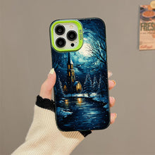 【BUY 4 ONLY PAY FOR 2】So Cool Case for iPhone with Unique Design, starry night Hard Back + Soft Frame with Independent Button Protective Case for iPhone -church in the snow and tree on the lake with a starry night sky2