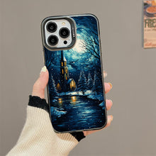 【BUY 4 ONLY PAY FOR 2】So Cool Case for iPhone with Unique Design, starry night Hard Back + Soft Frame with Independent Button Protective Case for iPhone -church in the snow and tree on the lake with a starry night sky2