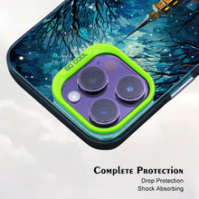 【BUY 4 ONLY PAY FOR 2】So Cool Case for iPhone with Unique Design, starry night Hard Back + Soft Frame with Independent Button Protective Case for iPhone -church in the snow and tree on the lake with a starry night sky3