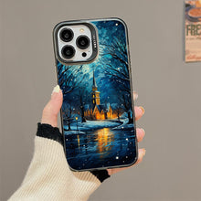 【BUY 4 ONLY PAY FOR 2】So Cool Case for iPhone with Unique Design, starry night Hard Back + Soft Frame with Independent Button Protective Case for iPhone -church in the snow and tree on the lake with a starry night sky3