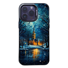 【BUY 4 ONLY PAY FOR 2】So Cool Case for iPhone with Unique Design, starry night Hard Back + Soft Frame with Independent Button Protective Case for iPhone -church in the snow and tree on the lake with a starry night sky3