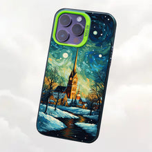 【BUY 4 ONLY PAY FOR 2】So Cool Case for iPhone with Unique Design, starry night Hard Back + Soft Frame with Independent Button Protective Case for iPhone -church in the snow and tree on the lake with a starry night sky4