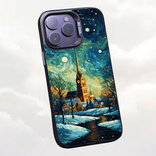 【BUY 4 ONLY PAY FOR 2】So Cool Case for iPhone with Unique Design, starry night Hard Back + Soft Frame with Independent Button Protective Case for iPhone -church in the snow and tree on the lake with a starry night sky4