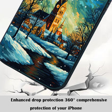 【BUY 4 ONLY PAY FOR 2】So Cool Case for iPhone with Unique Design, starry night Hard Back + Soft Frame with Independent Button Protective Case for iPhone -church in the snow and tree on the lake with a starry night sky4