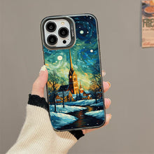 【BUY 4 ONLY PAY FOR 2】So Cool Case for iPhone with Unique Design, starry night Hard Back + Soft Frame with Independent Button Protective Case for iPhone -church in the snow and tree on the lake with a starry night sky4