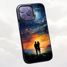 【BUY 4 ONLY PAY FOR 2】So Cool Case for iPhone with Unique Design, starry night Hard Back + Soft Frame with Independent Button Protective Case for iPhone -couple looking at the sky impressionist vincent van gogh colorful animation comic art