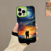 【BUY 4 ONLY PAY FOR 2】So Cool Case for iPhone with Unique Design, starry night Hard Back + Soft Frame with Independent Button Protective Case for iPhone -couple looking at the sky impressionist vincent van gogh colorful animation comic art