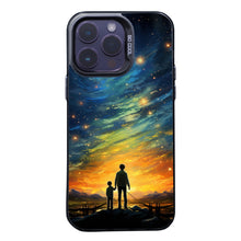 【BUY 4 ONLY PAY FOR 2】So Cool Case for iPhone with Unique Design, starry night Hard Back + Soft Frame with Independent Button Protective Case for iPhone -father and son looking at the sky impressionist colorful animation comic art