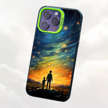 【BUY 4 ONLY PAY FOR 2】So Cool Case for iPhone with Unique Design, starry night Hard Back + Soft Frame with Independent Button Protective Case for iPhone -father and son looking at the sky impressionist colorful animation comic art