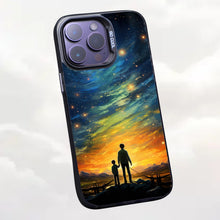 【BUY 4 ONLY PAY FOR 2】So Cool Case for iPhone with Unique Design, starry night Hard Back + Soft Frame with Independent Button Protective Case for iPhone -father and son looking at the sky impressionist colorful animation comic art