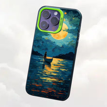 【BUY 4 ONLY PAY FOR 2】So Cool Case for iPhone with Unique Design, starry night Hard Back + Soft Frame with Independent Button Protective Case for iPhone -boat girl under the moon impressionist