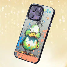 【BUY 4 ONLY PAY FOR 2】So Cool Case for iPhone with Unique Design, Watercolor Animal Hard Back + Soft Frame with Independent Button Protective Case for iPhone - Angry duck painting