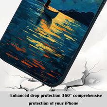 【BUY 4 ONLY PAY FOR 2】So Cool Case for iPhone with Unique Design, starry night Hard Back + Soft Frame with Independent Button Protective Case for iPhone -boat girl under the moon impressionist