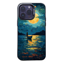 【BUY 4 ONLY PAY FOR 2】So Cool Case for iPhone with Unique Design, starry night Hard Back + Soft Frame with Independent Button Protective Case for iPhone -boat girl under the moon impressionist