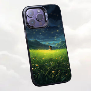 【BUY 4 ONLY PAY FOR 2】So Cool Case for iPhone with Unique Design, starry night Hard Back + Soft Frame with Independent Button Protective Case for iPhone -glowing stars kid in the grass