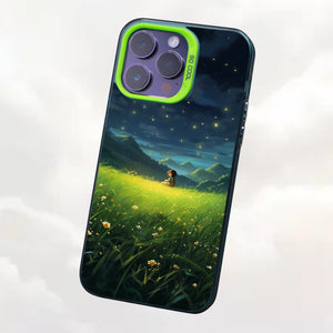 【BUY 4 ONLY PAY FOR 2】So Cool Case for iPhone with Unique Design, starry night Hard Back + Soft Frame with Independent Button Protective Case for iPhone -glowing stars kid in the grass