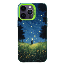 【BUY 4 ONLY PAY FOR 2】So Cool Case for iPhone with Unique Design, starry night Hard Back + Soft Frame with Independent Button Protective Case for iPhone -glowing stars person in the grass