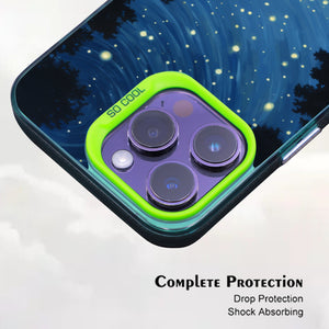 【BUY 4 ONLY PAY FOR 2】So Cool Case for iPhone with Unique Design, starry night Hard Back + Soft Frame with Independent Button Protective Case for iPhone -glowing stars person in the grass