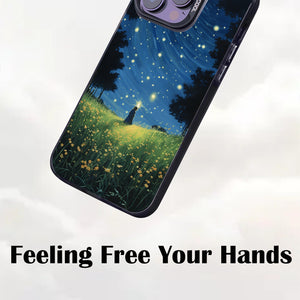 【BUY 4 ONLY PAY FOR 2】So Cool Case for iPhone with Unique Design, starry night Hard Back + Soft Frame with Independent Button Protective Case for iPhone -glowing stars person in the grass