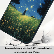 【BUY 4 ONLY PAY FOR 2】So Cool Case for iPhone with Unique Design, starry night Hard Back + Soft Frame with Independent Button Protective Case for iPhone -glowing stars person in the grass