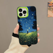 【BUY 4 ONLY PAY FOR 2】So Cool Case for iPhone with Unique Design, starry night Hard Back + Soft Frame with Independent Button Protective Case for iPhone -glowing stars person in the grass